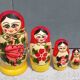 Decorative Russian Matryoshka dolls made of hand-painted wood.