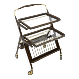 Mid-Century Italian Walnut and Brass Bar Cart, 1950