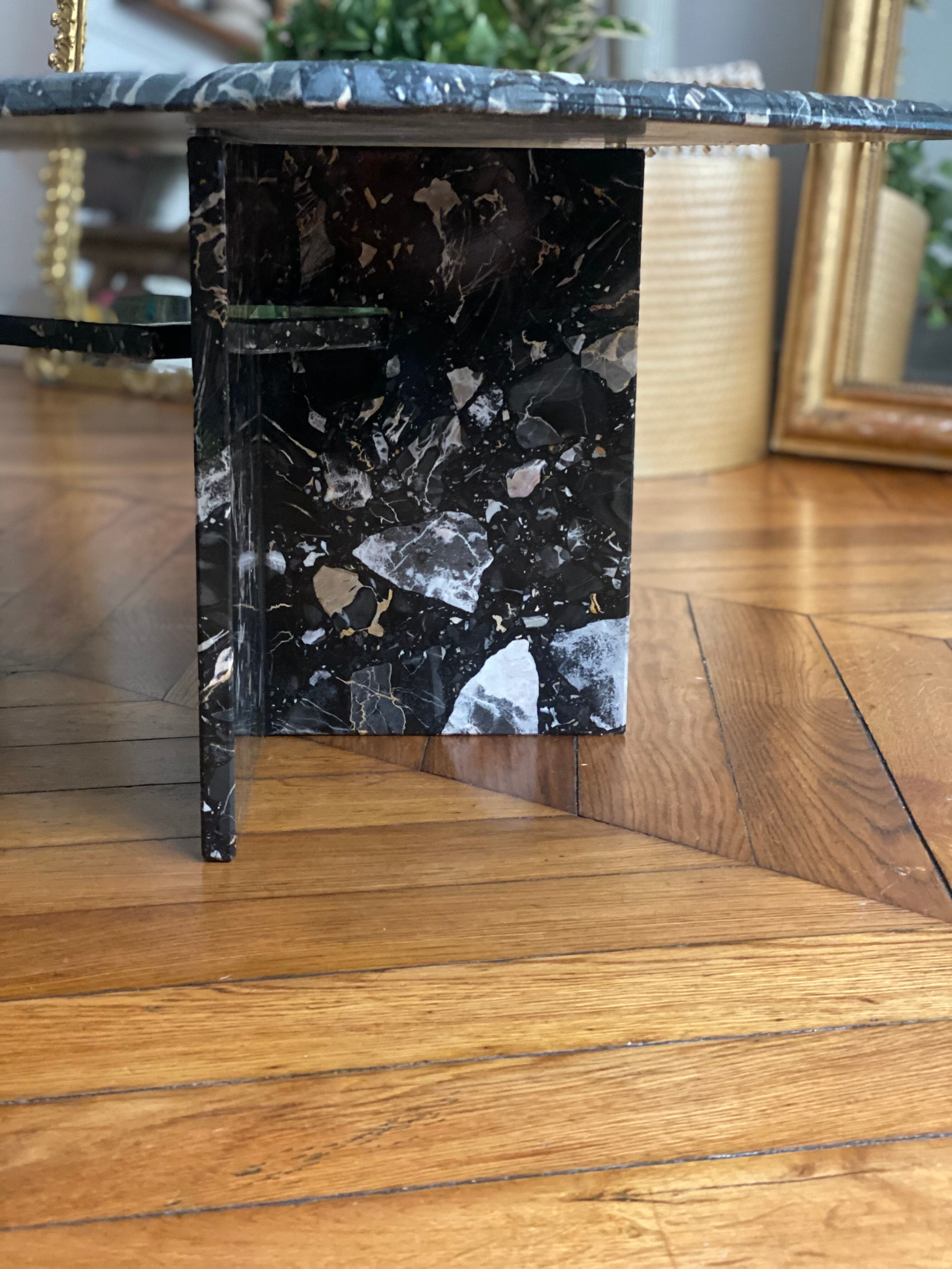 Minimalist design table in black marble Vintage Terrazzo