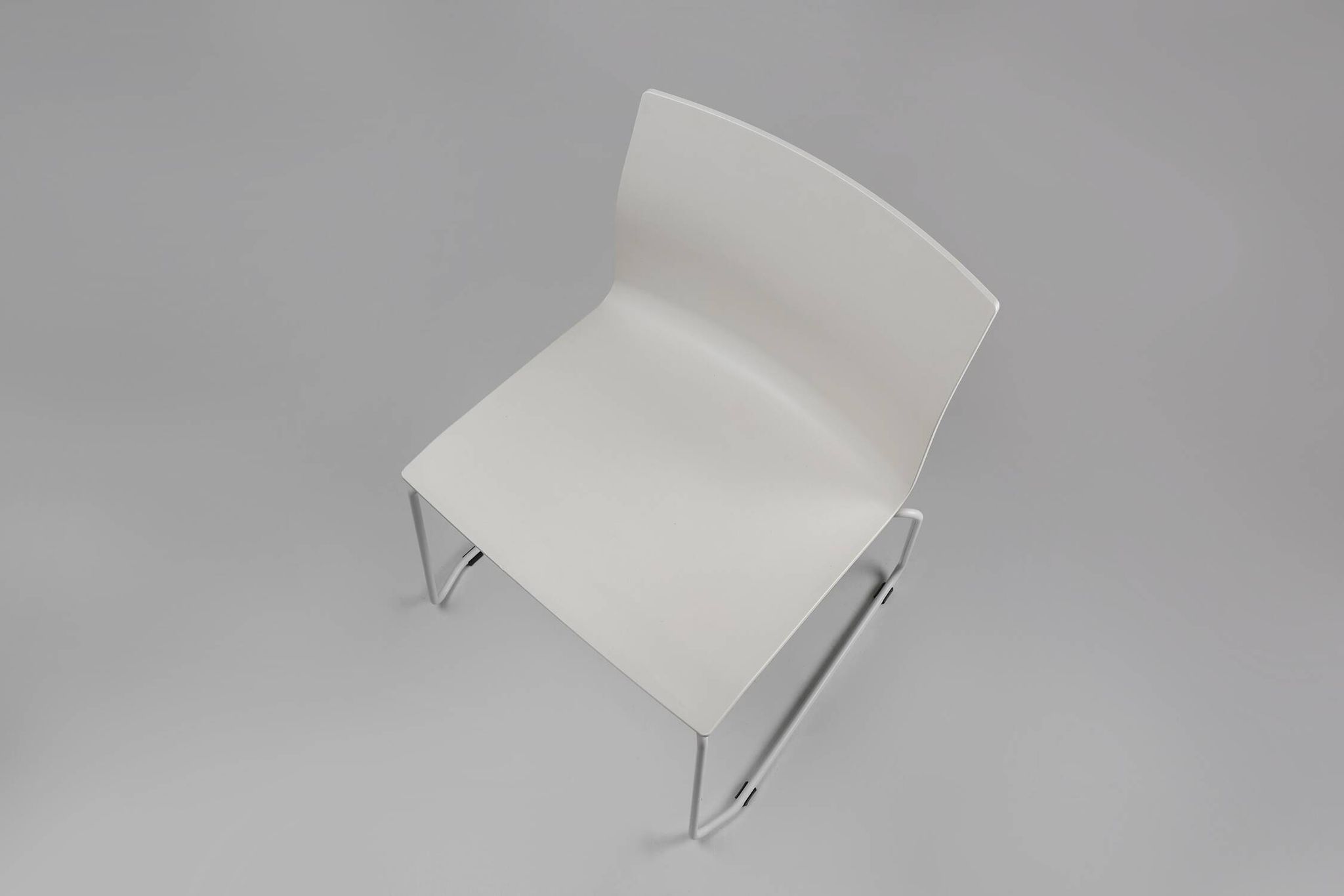 Mid-century white design chair with metal frame and plastic seat, Belgium