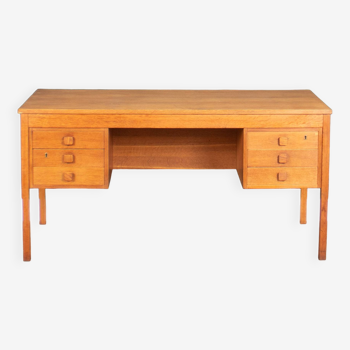 Retro Oak 1960s Danish Mid Century Desk Two Sided Partners By Domino Møbler