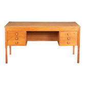 Retro Oak 1960s Danish Mid Century Desk Two Sided Partners By Domino Møbler