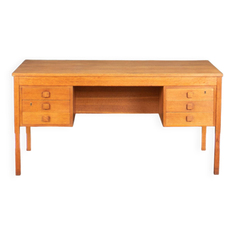 Retro Oak 1960s Danish Mid Century Desk Two Sided Partners By Domino Møbler