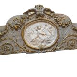 Wall panel with angels in patinated stucco