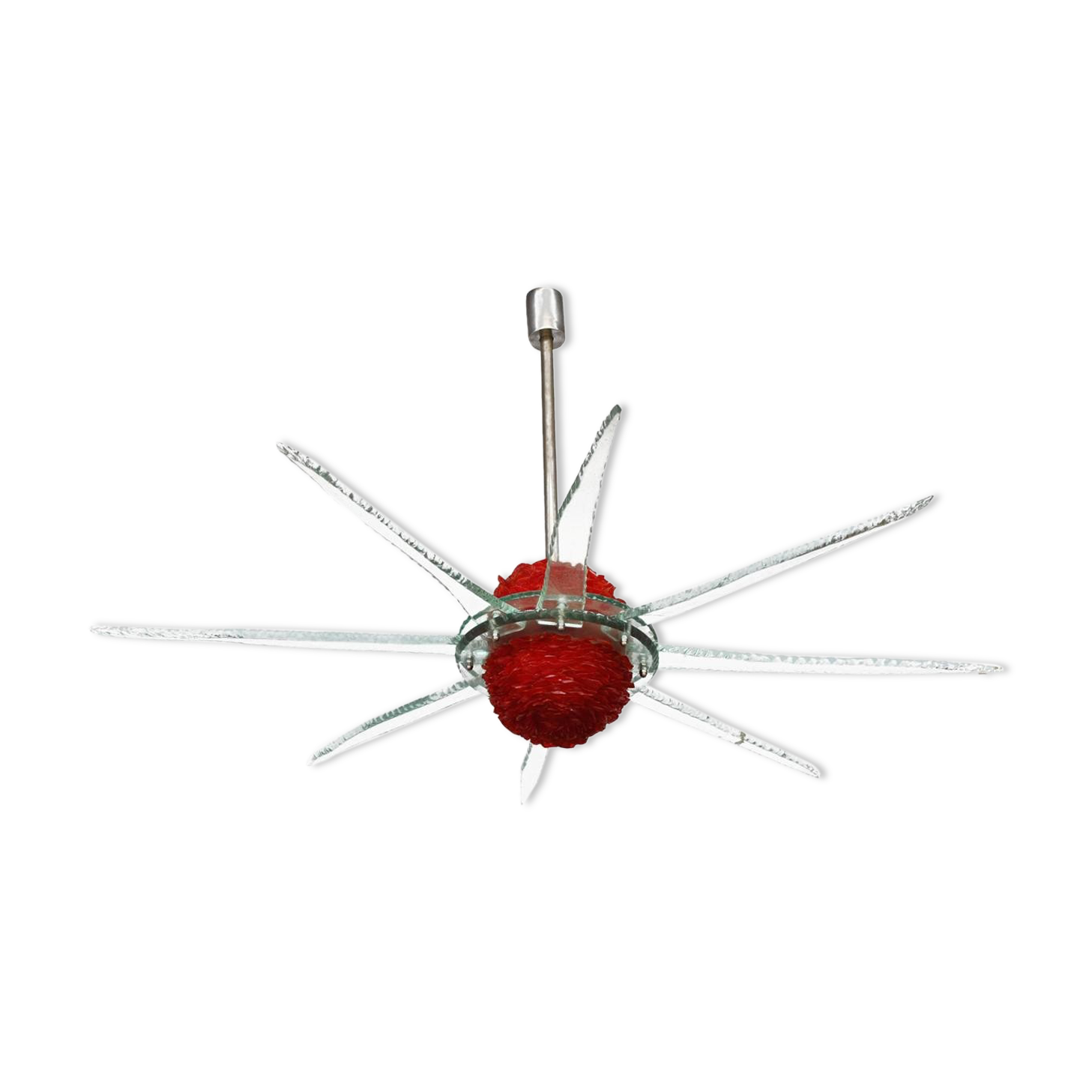 Chandelier design vintage Italian glass 8 branches