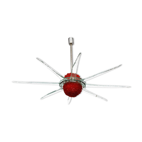 Lustre vintage design italien en verre coloré 8 branches
