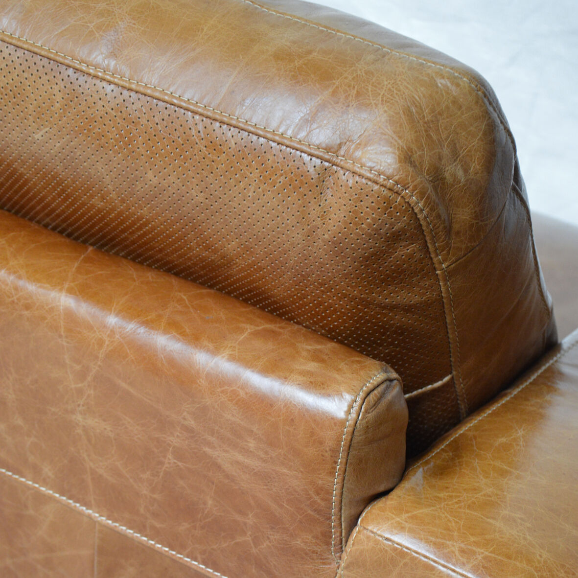 Large brown leather sofa
