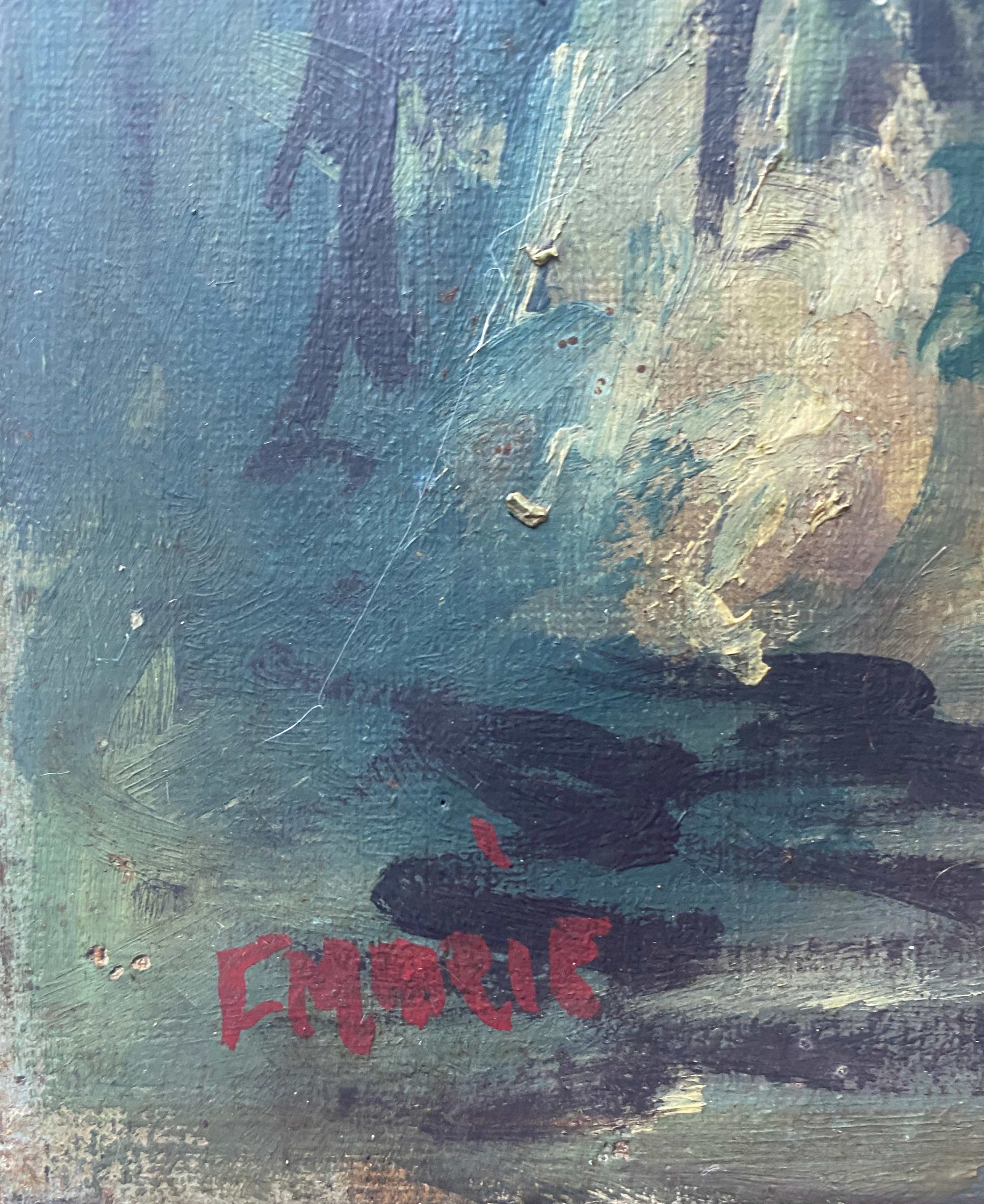 HST painting "Animated undergrowth" Post impressionist signed (XIX°/XX°)