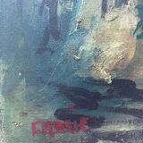 HST painting "Animated undergrowth" Post impressionist signed (XIX°/XX°)