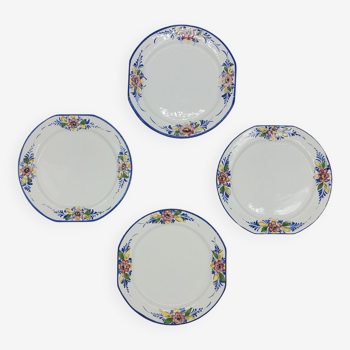 Set of 4 plates painted with Alain