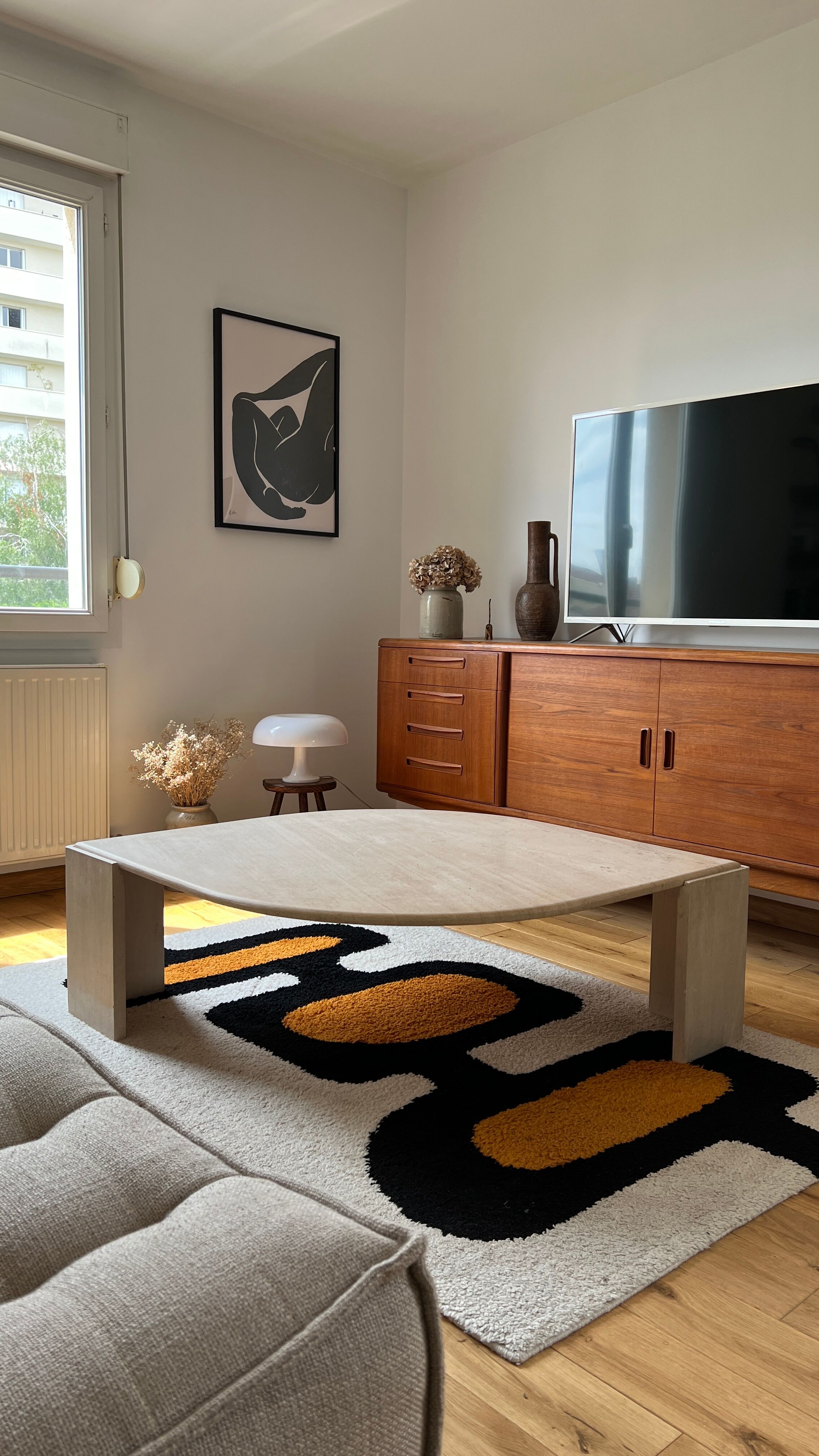 Travertine coffee table