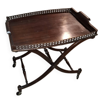 Art Deco wooden dessert trolley on wheels