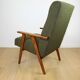 Fauteuil design vintage loft vert olive bouclé haut