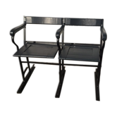 1900 wooden and metal cinema bench