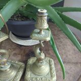 Gilded bronze dolphin lamp