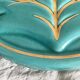 Turquoise and gold leaf slip trivet