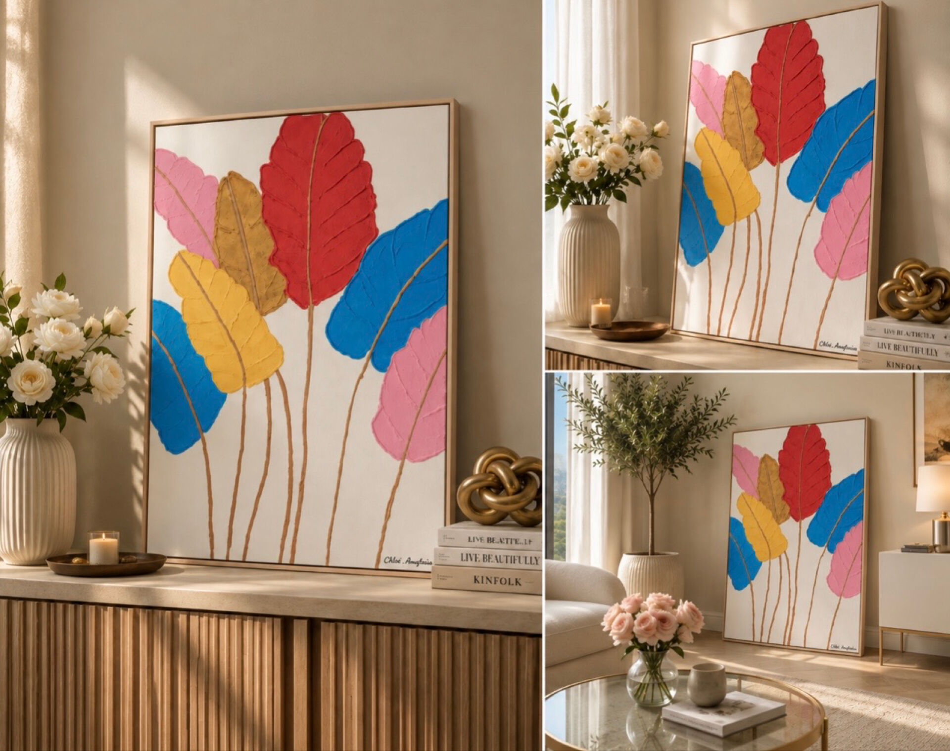 Life Splashes Textured Painting handmade 60x80cm signed with frame