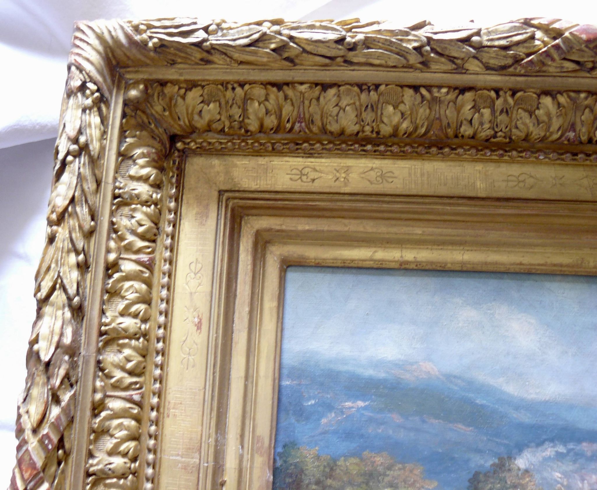 Painting by J. GIRARD-CONDAMIN, Lyon school, the banks of the Rhône and the mountains of Bugey