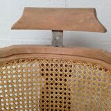 Ancien fauteuil coiffeur bois et cannage
