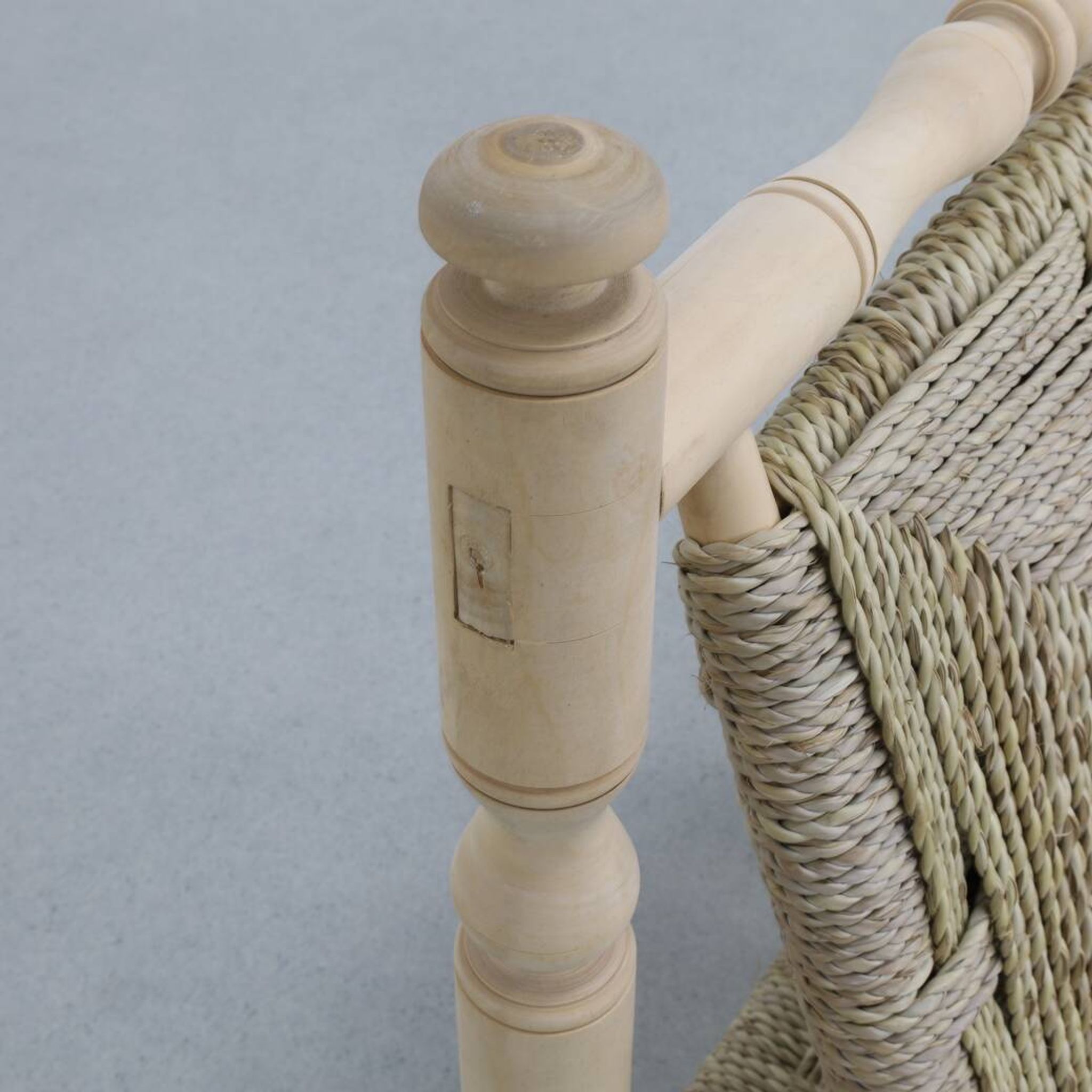 Chaise basse vintage en corde de teck naturel, années 1970