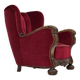 1960s, Danish relax chair, cherry-red furniture velour, oak wood.