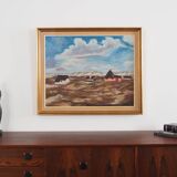 Painting „The Village in the Clouds”, Scandinavian design, 1970s