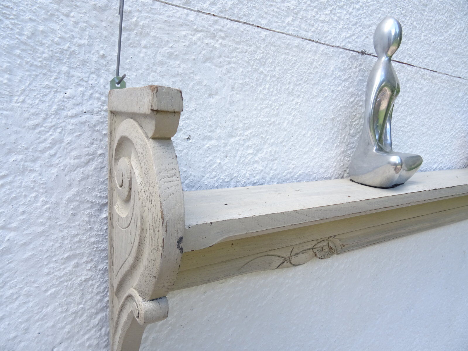 Shabby chic wall shelf in solid oak