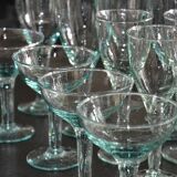 Set of hand-blown stemmed bubble glasses