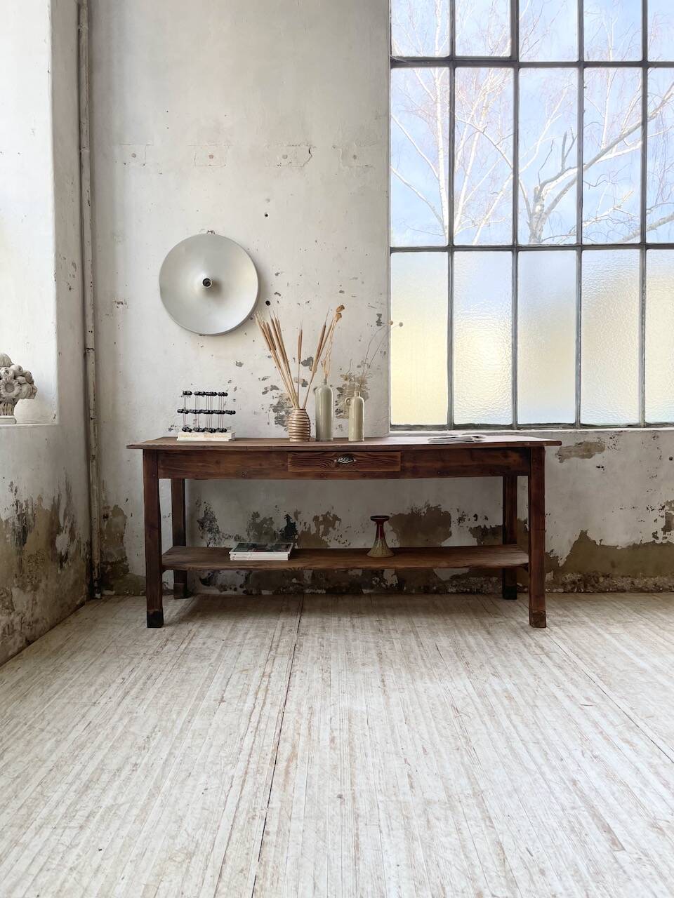 Drapery console table in pine