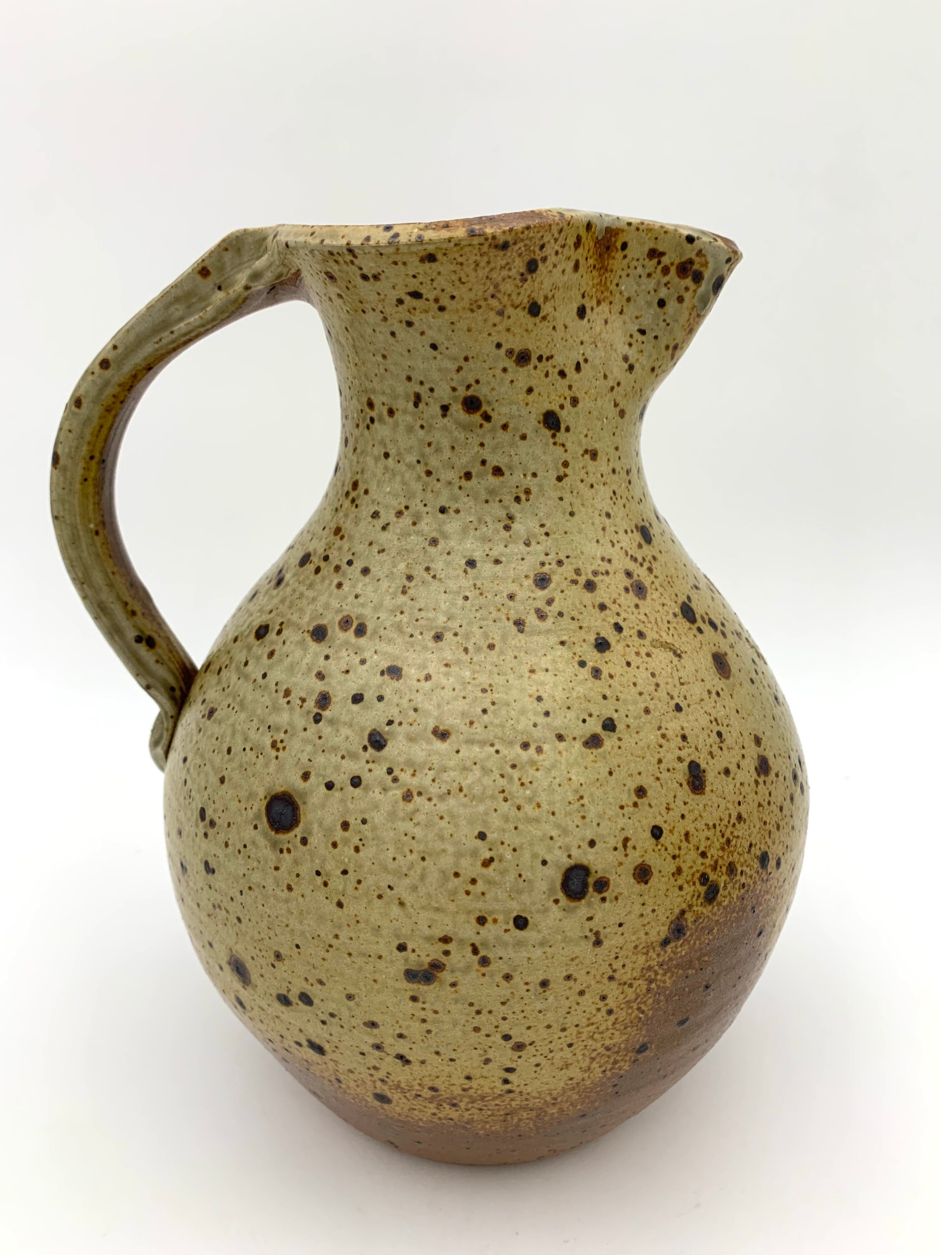 Vintage pyrity sandstone pitcher, Charles Gaudry Workshops, Puisaye Sandstone - 1970s