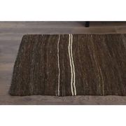 1970s Vintage Turkish Oushak Handmade Wool Cotton Brown Runner Rug 73x207
