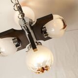 Lustre mazzega Murano 4 boules et teck 1960