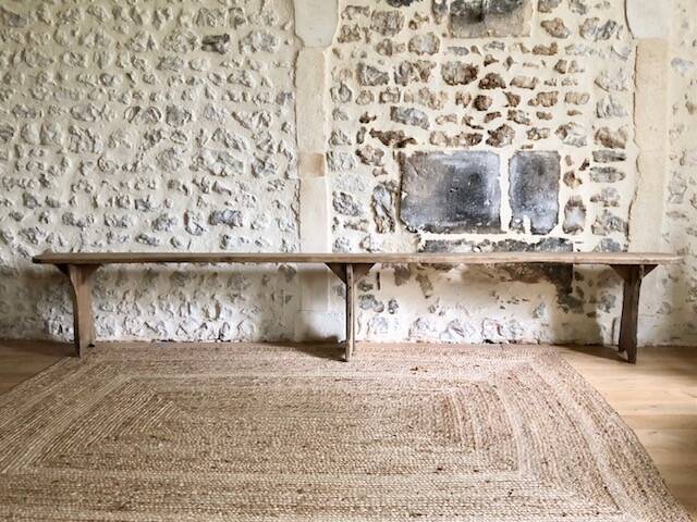 Banc de ferme ancien en bois, rénové