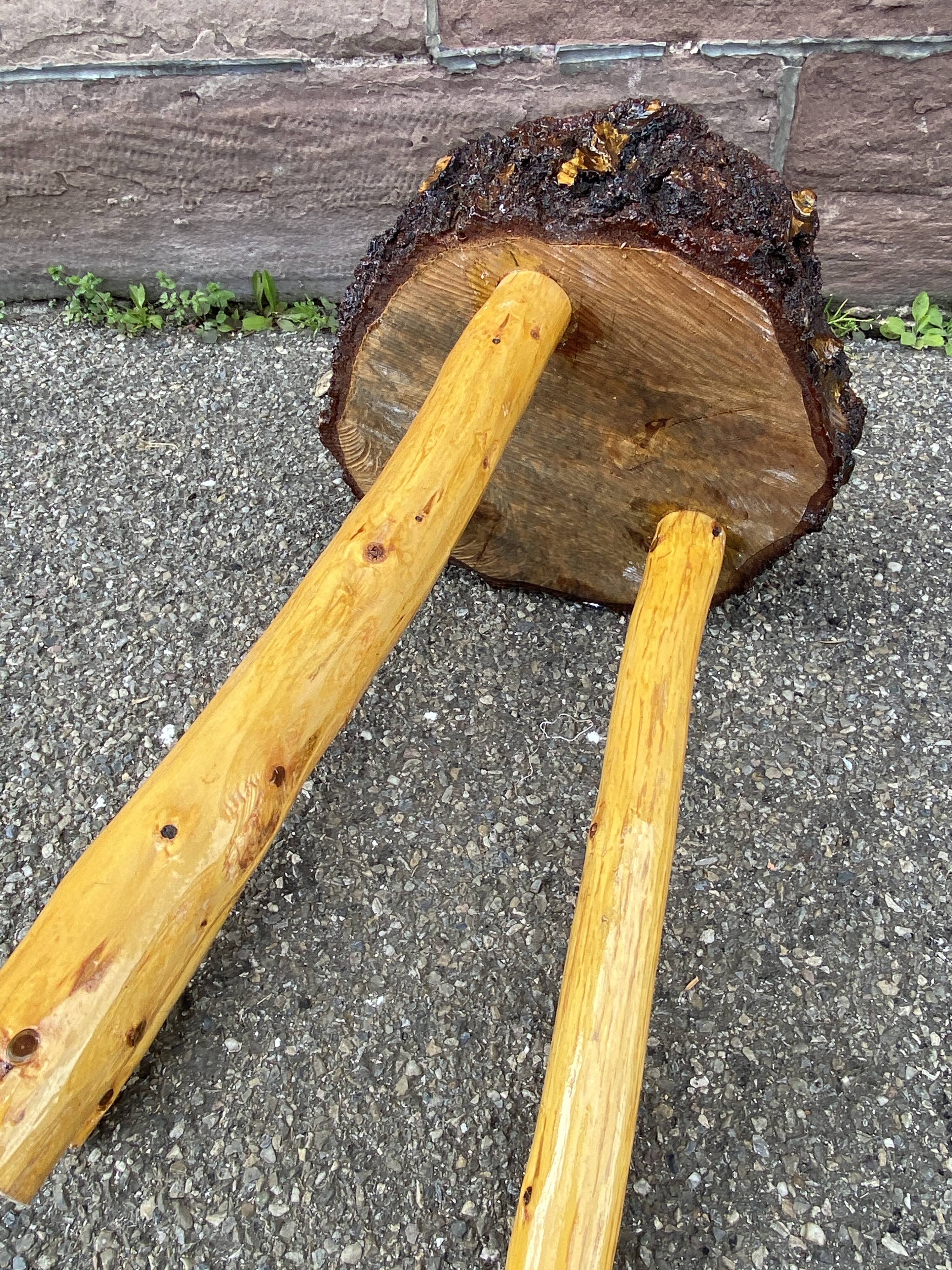 Rustic farm stool 1960 brutalist vintage wood