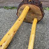 Rustic farm stool 1960 brutalist vintage wood
