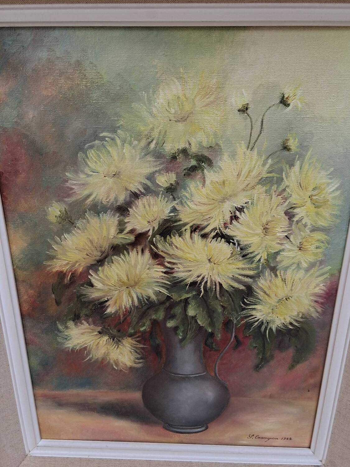 Table of yellow chrysanthemums