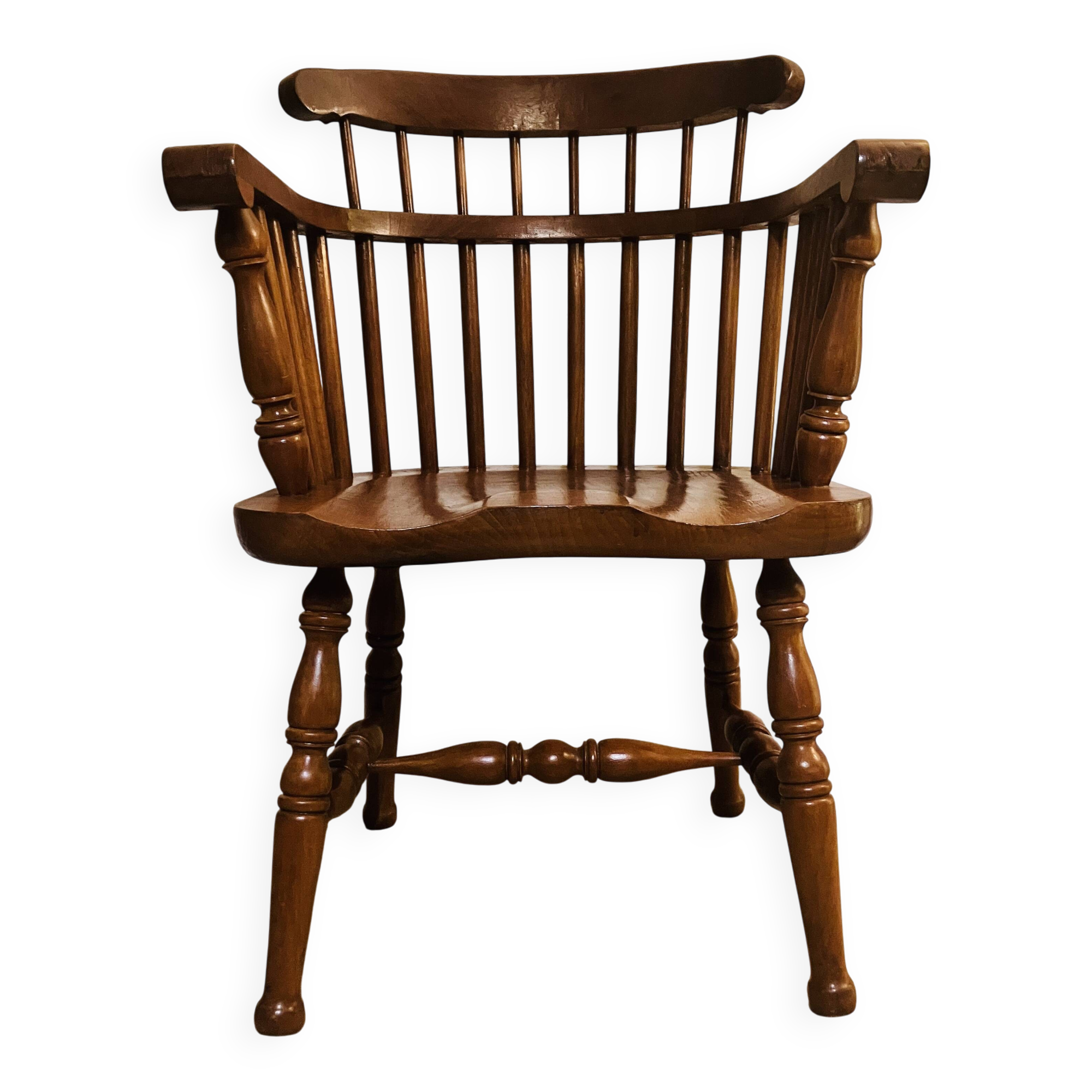 Solid wood chair with armrests
