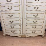 Louis XV style double row crossbow chest of drawers in lacquered and gilded wood circa 1900