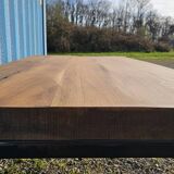 Industrial teak and metal table