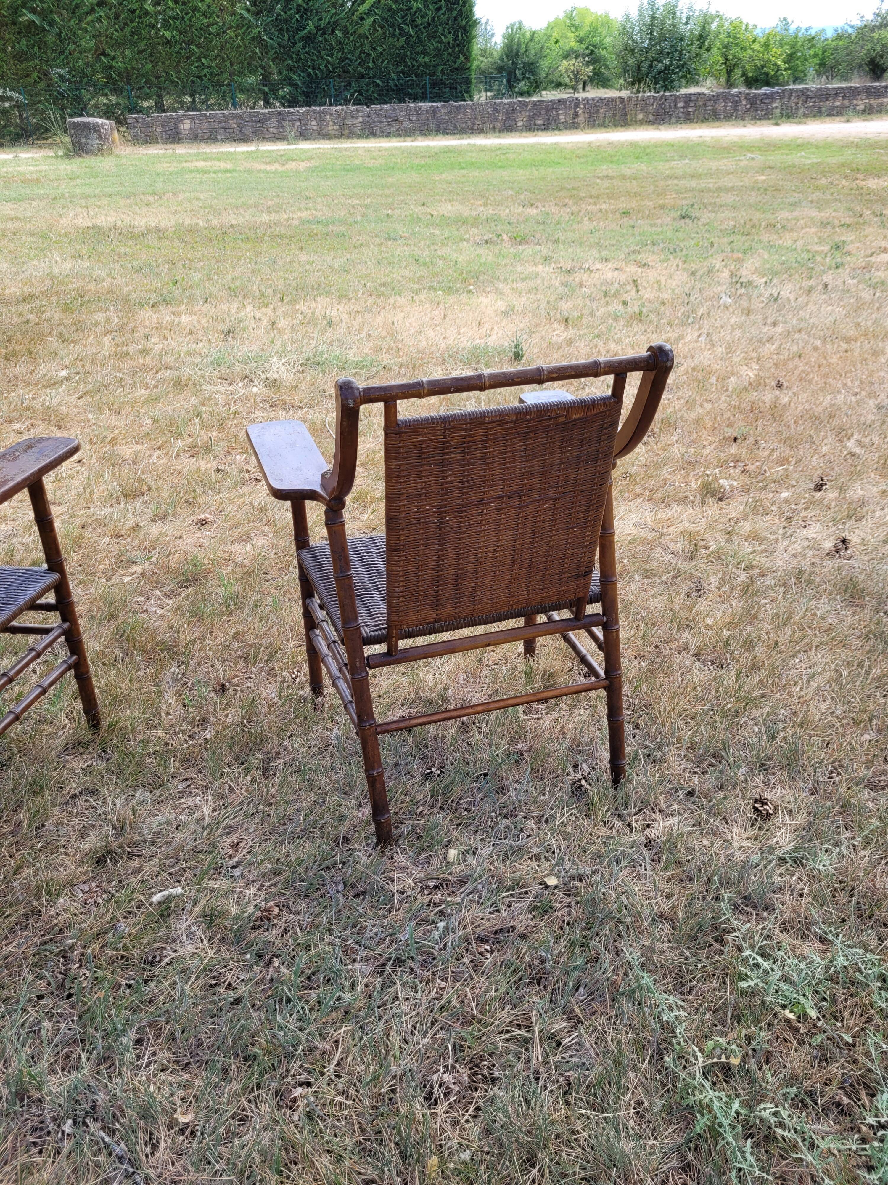 2 vintage rattan armchairs