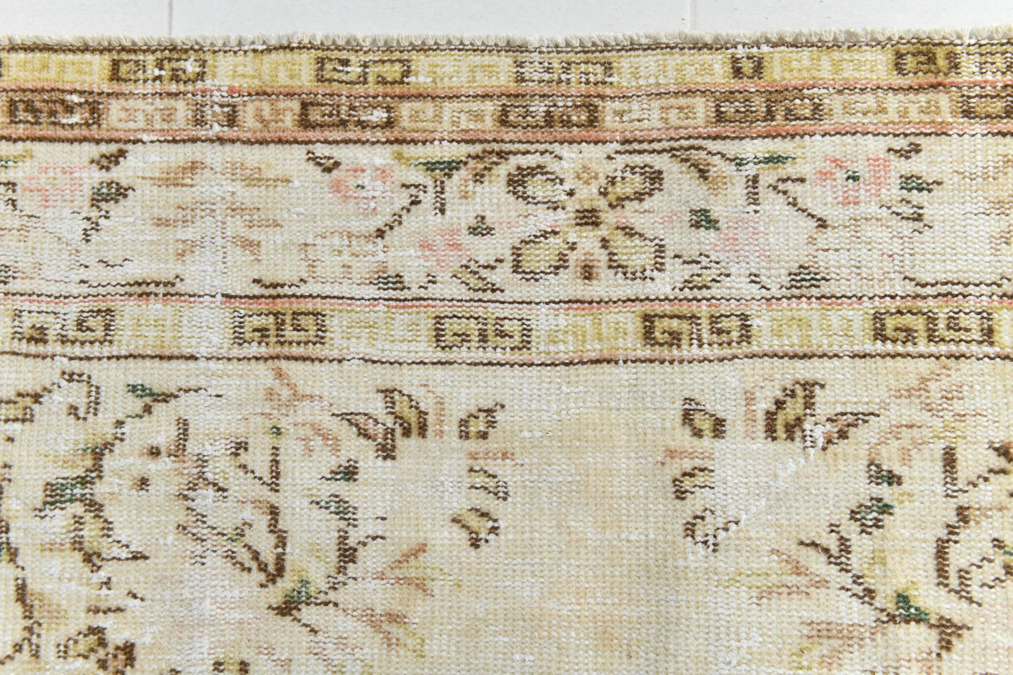Tapis Vintage Turc Crème, Médaillon Floral, Style Shabby Chic, 150x250Cm