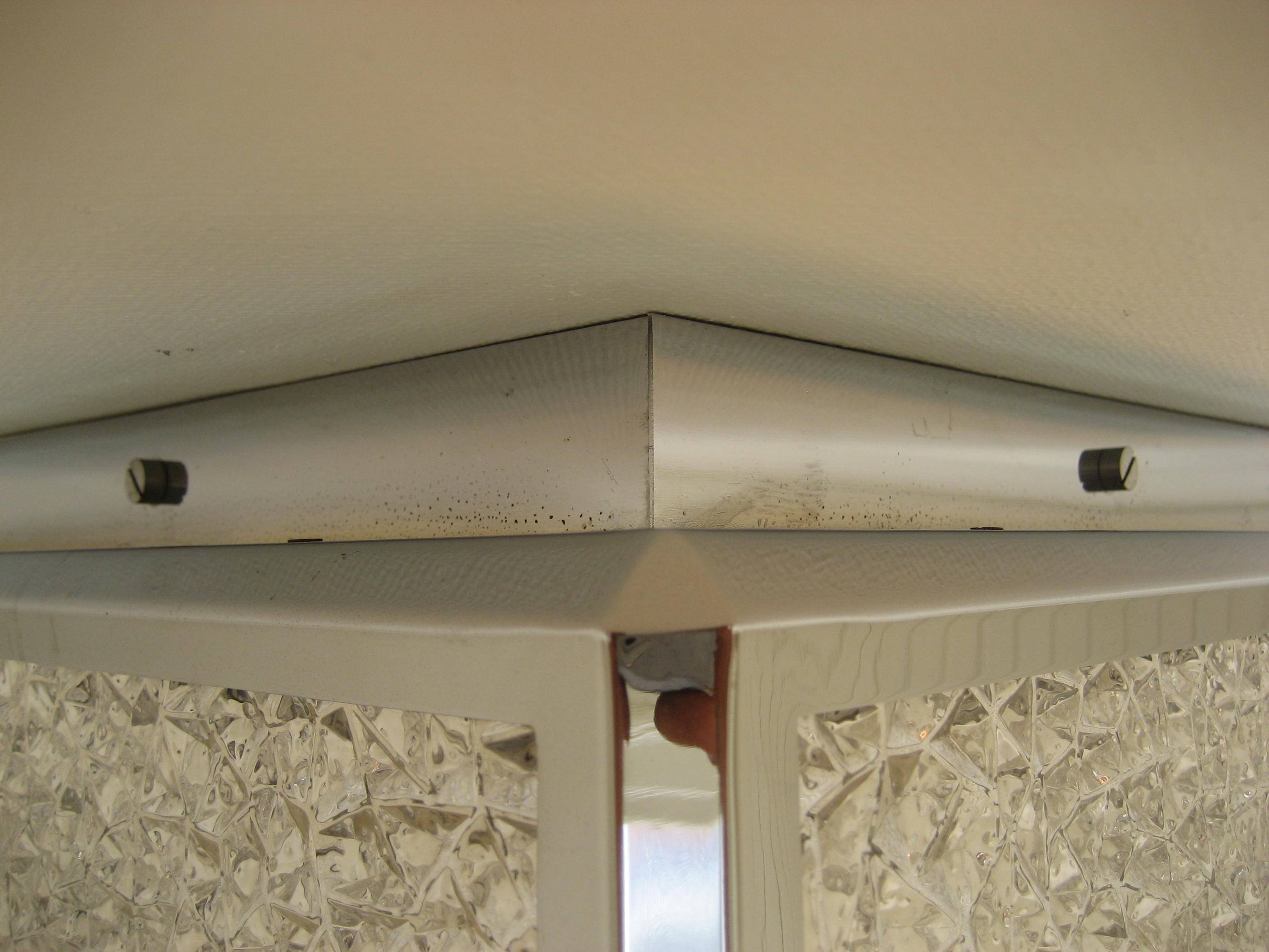 Vintage ceiling lamp with plastic sheets in chomed profiles 46x46 cm