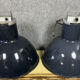 Pair of Mazda industrial suspension lamps in lacquered sheet metal