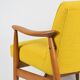 Vintage original armchair , 1960s, fully restored, yellow fabric, teak