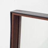 Large vintage mirror with teak and metal frame, 1960's 37x114cm