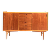 Scandinavian teak and oak highboard, 1960s