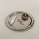 Plat de service rond en métal argenté vintage moderniste