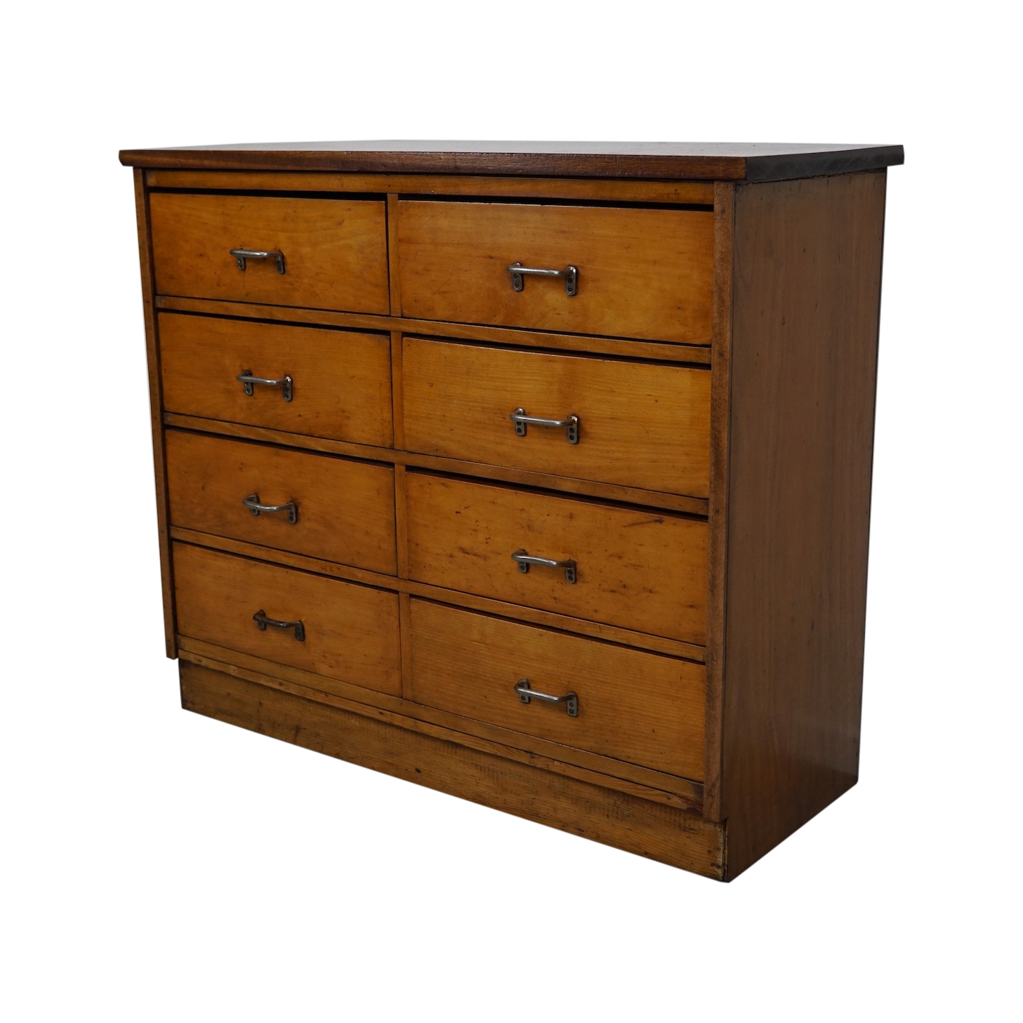 Dutch Industrial Beech Apothecary Cabinet, Mid-20th Century