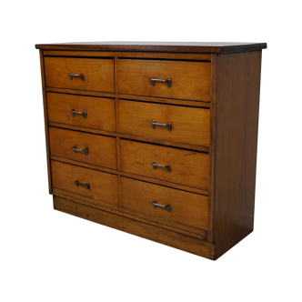 Dutch Industrial Beech Apothecary Cabinet, Mid-20th Century