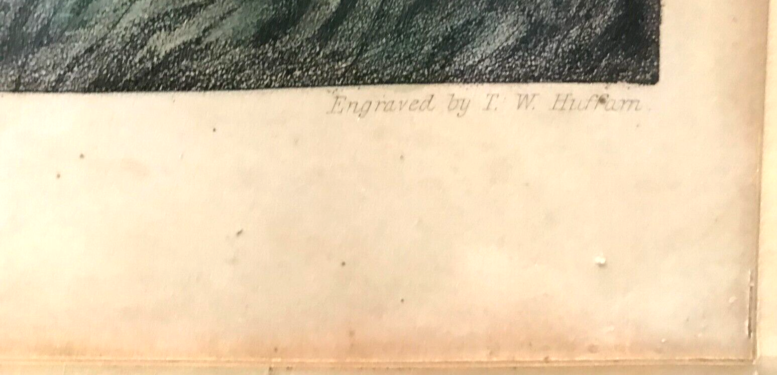 Framed English engraving "The hunt" 20th century